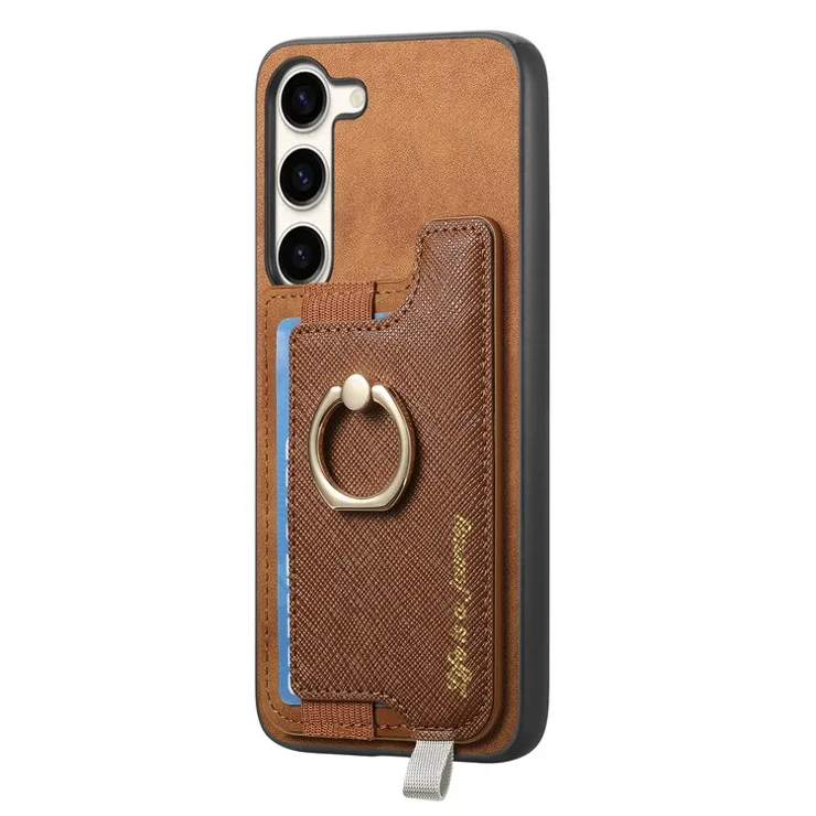 B5 For Samsung Galaxy S23+ Case 2-in-1 Magnetic Detachable Card Holder Leather+TPU Phone Cover - Brown