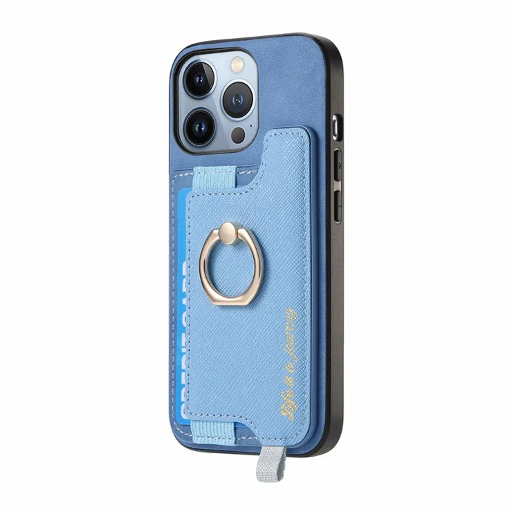 B5 For iPhone 14 Pro Max Case 2-in-1 Magnetic Detachable Card Holder Leather+TPU Phone Cover - Blue
