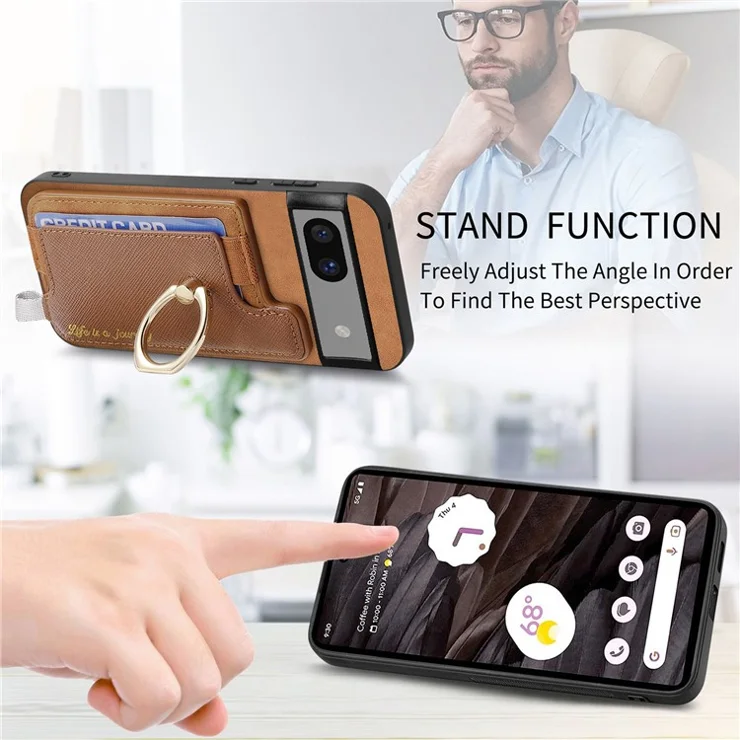 B5 For Google Pixel 7 5G Case 2-in-1 Magnetic Detachable Card Holder Leather+TPU Phone Cover - Brown