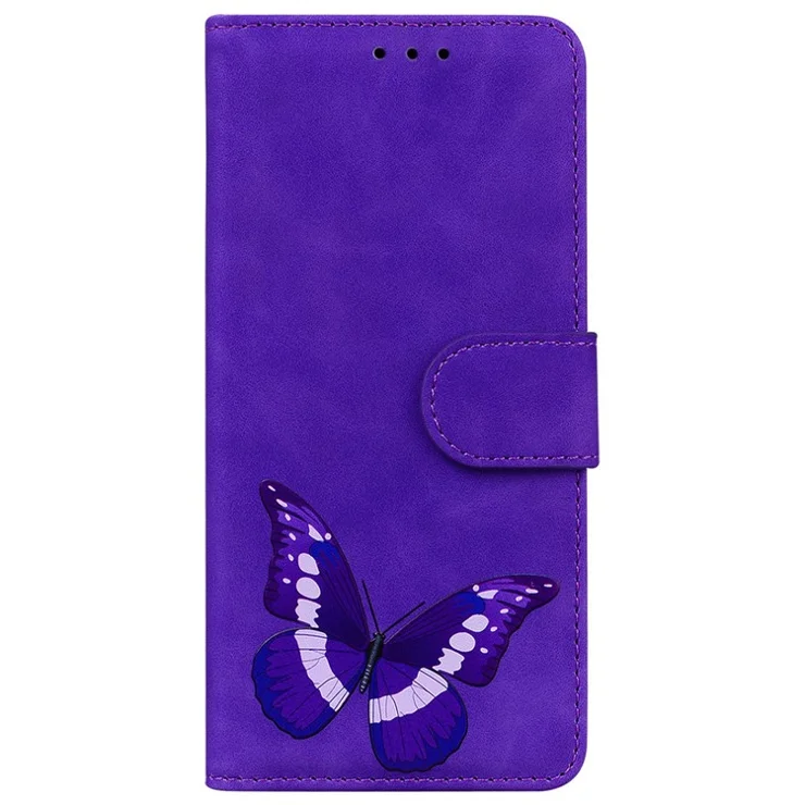 For Honor X60i 5G Stand Case PU Leather Phone Cover Butterfly Printed - Purple