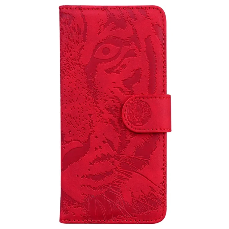 For Honor X60i 5G Case Tiger Imprint Leather Wallet Phone Cover - Red