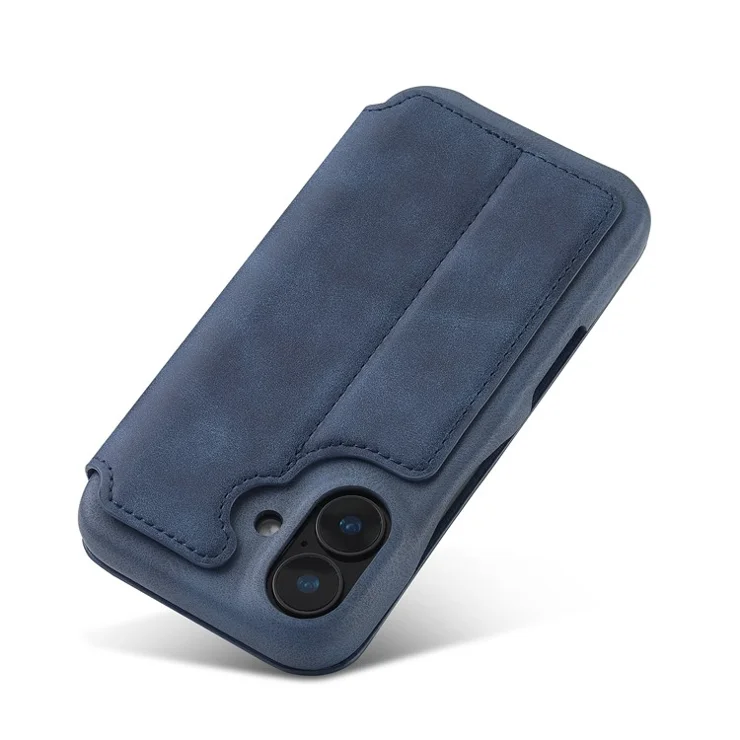 LC.IMEEKE For iPhone 16 Plus Case Card Holder Stand Leather Phone Cover - Blue