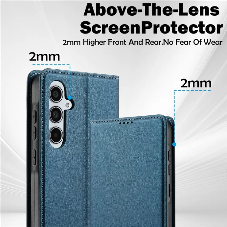 LC.IMEEKE L1 Series for Samsung Galaxy S24 FE Case PU Leather Wallet Stand Protective Phone Cover - Blue