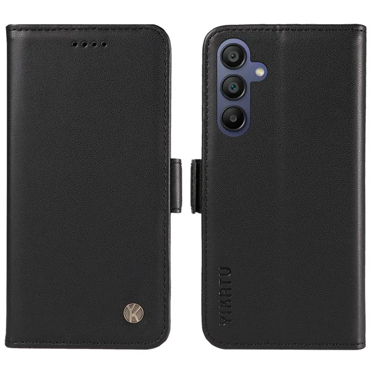 YIKATU YK-003 For Samsung Galaxy A26 5G / A16 5G / A16 4G Case Wallet Stand Leather Phone Cover Side Buckle - Black