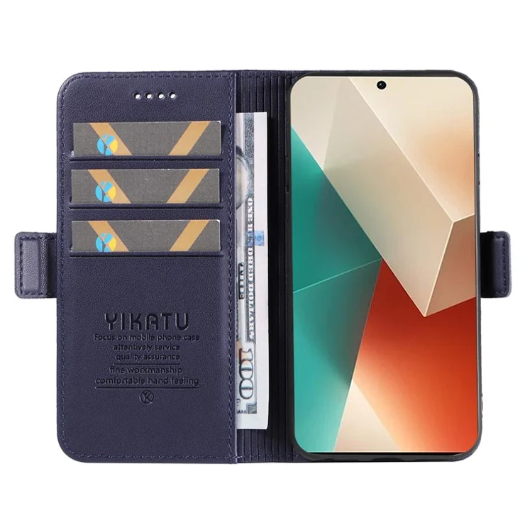YIKATU YK-003 For Xiaomi Poco X6 5G / Redmi Note 13 Pro 5G Case Wallet Stand Leather Phone Cover Side Buckle - Sapphire