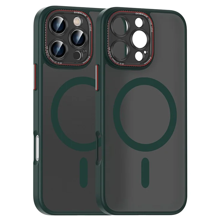 For iPhone 16 Pro Max Case PC + TPU Phone Back Cover Compatible with MagSafe - Blackish Green
