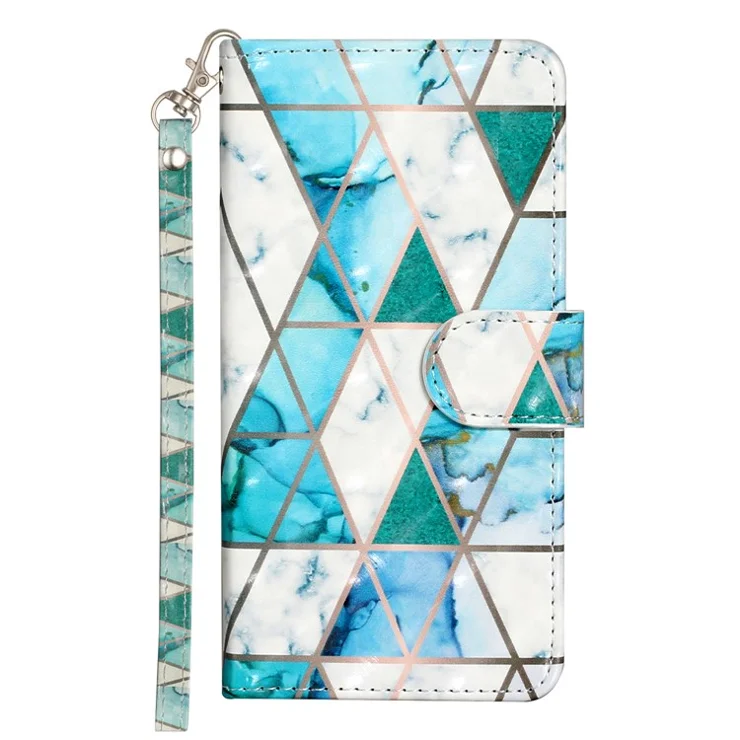 For Samsung Galaxy A06 4G Case 3D Pattern Printed Phone Leather Phone Cover - Green Marble
