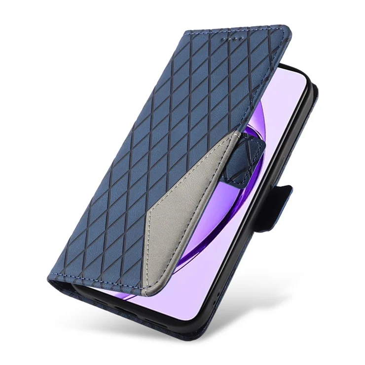 For Oppo A3 Pro (Global) 5G / A3 Pro (India) 5G Case Rhombus PU Leather Flip Wallet Phone Cover - Blue