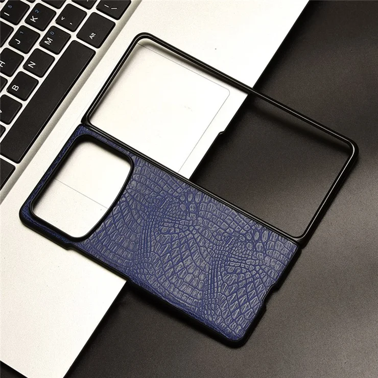 For Xiaomi Mix Fold 4 5G Case Crocodile Texture Leather Coated Hard PC Phone Cover - Blue