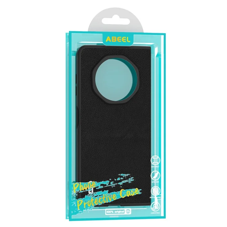 ABEEL For Honor Magic V3 5G Case Genuine Cow Leather Hard PC Phone Cover - Green