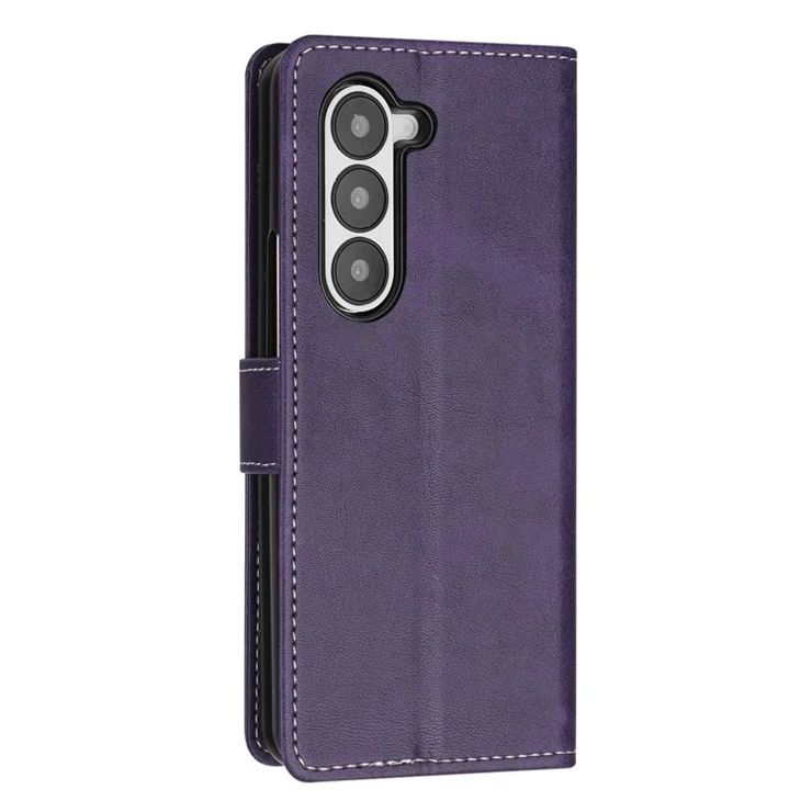 For Samsung Galaxy Z Fold5 5G Case Stand Wallet Folio PU Leather Phone Cover - Purple