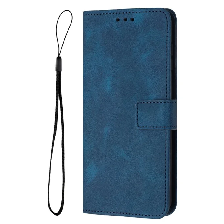 For iPhone 16 Plus Leather Case Solid Color Wallet Protective Phone Cover - Blue