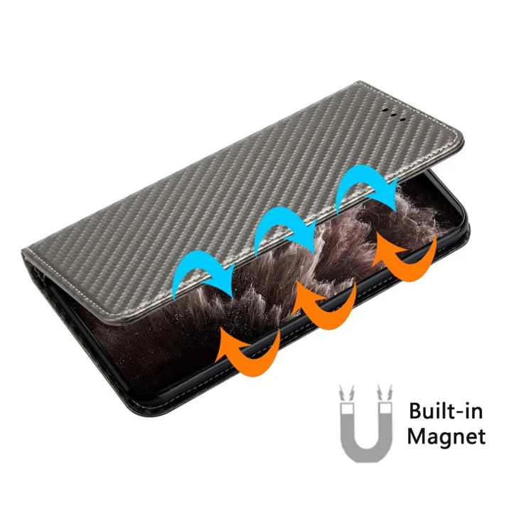 For iPhone 16 Pro Case Leather Flip Phone Cover Stand Strong Magnetic Closure - Grey