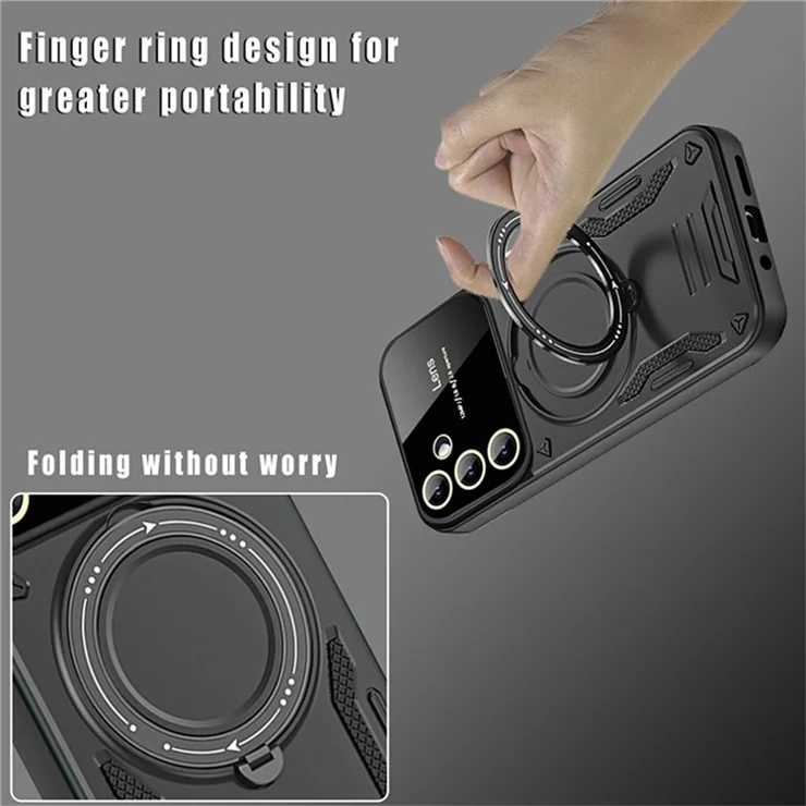 For Samsung Galaxy A25 5G (Global) (161.0 x 76.5 x 8.3mm) Case Rotating Magnetic Kickstand PC+TPU Phone Cover - Rose Gold