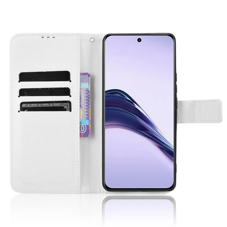 For Realme 14 Pro Lite 5G / 13 Pro 5G (Global) / 13 Pro+ 5G (Global) Case PU Leather Diamond Texture Wallet Phone Cover - White
