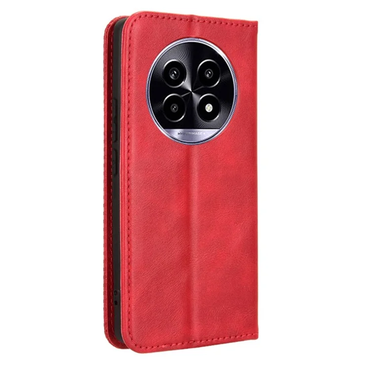 For Realme 14 Pro Lite 5G / 13 Pro 5G (Global) / 13 Pro+ 5G (Global) Leather Case Wallet Stand Retro Texture Phone Cover - Red
