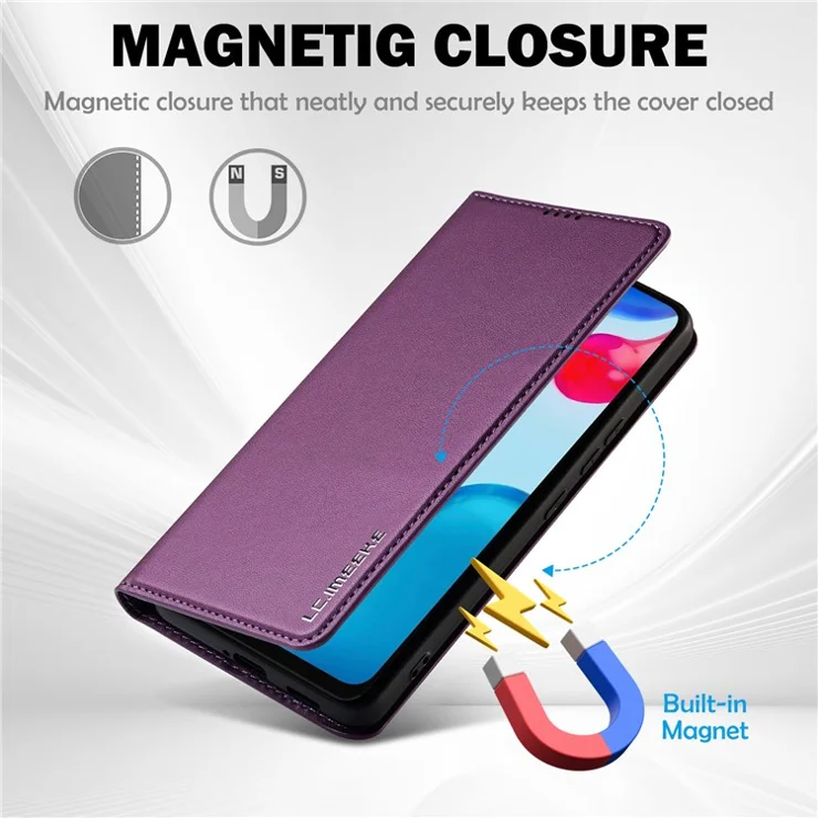 LC.IMEEKE L1 Series for Xiaomi Redmi Note 12S 4G / Note 11S 4G / Note 11 4G (Qualcomm) Case PU Leather Wallet Stand Phone Cover - Purple