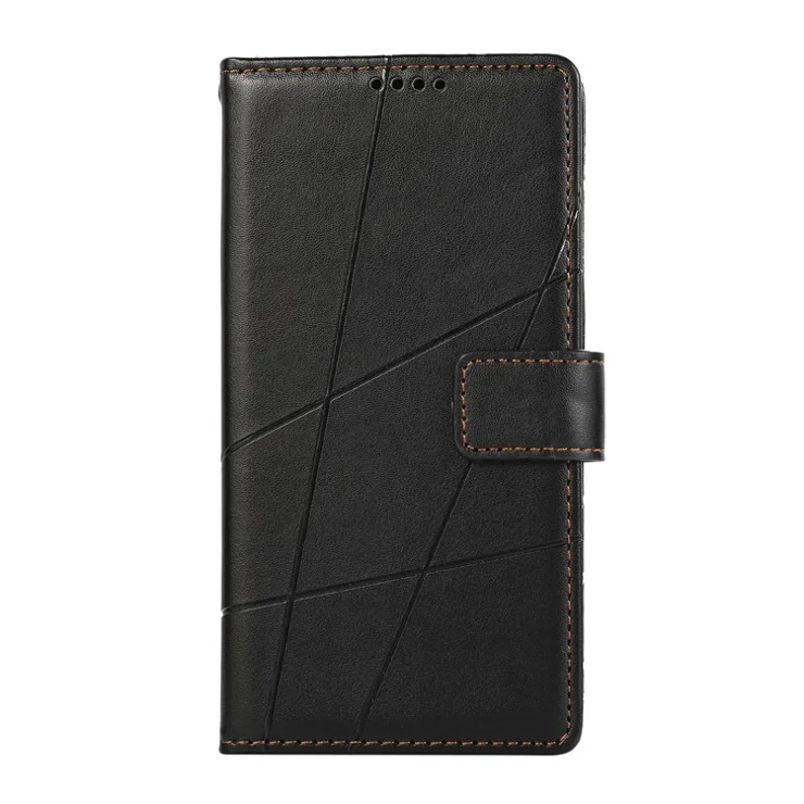 DF-06 For Honor X60i 5G Phone Case Leather Flip Wallet Cover Line Imprint - Black