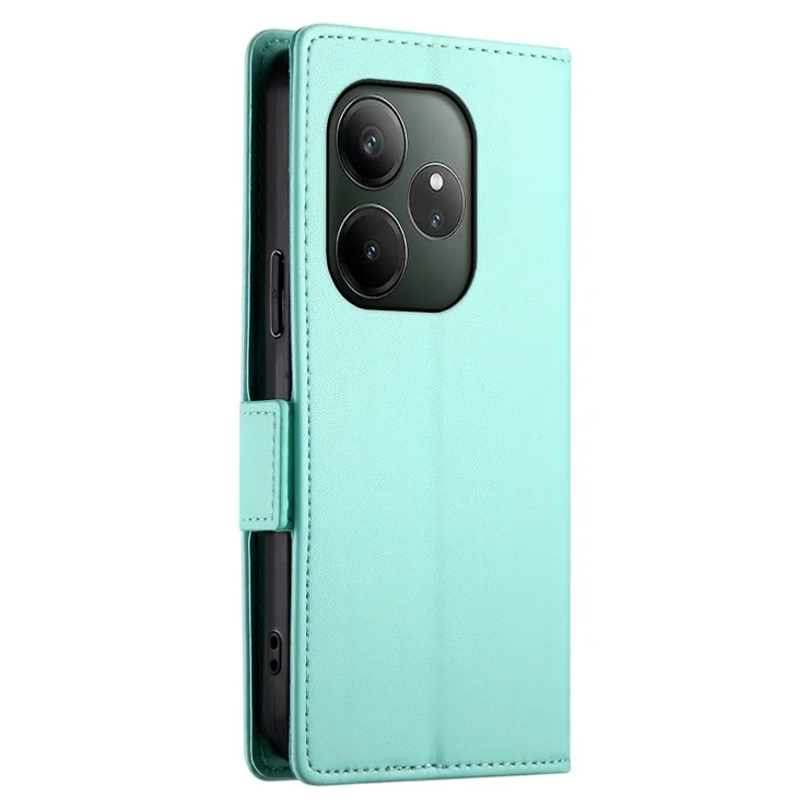 DF-010 For Realme GT 6 5G Stand Case PU Leather Wallet Phone Cover - Mint Green