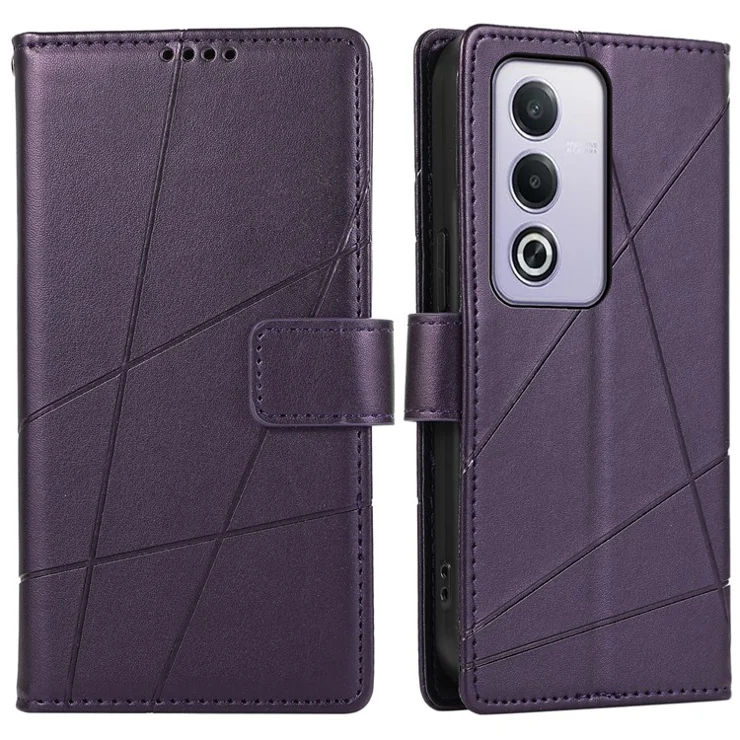 DF-06 For Oppo A3 Pro (Global) 5G Phone Case Line Imprint Leather Wallet Cover - Purple