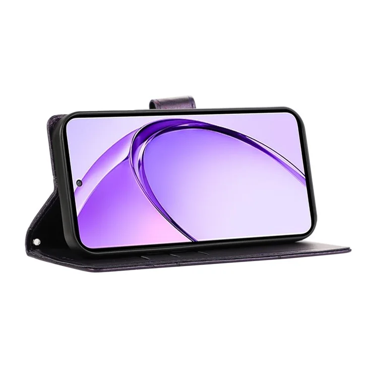 DF-06 For Oppo A3 Pro (Global) 5G Phone Case Line Imprint Leather Wallet Cover - Purple