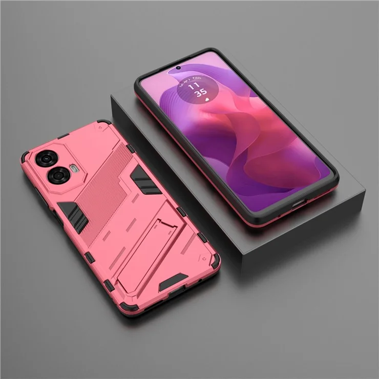 For Motorola Moto G24 4G Case PC+TPU Shockproof Phone Cover with Kickstand - Rose