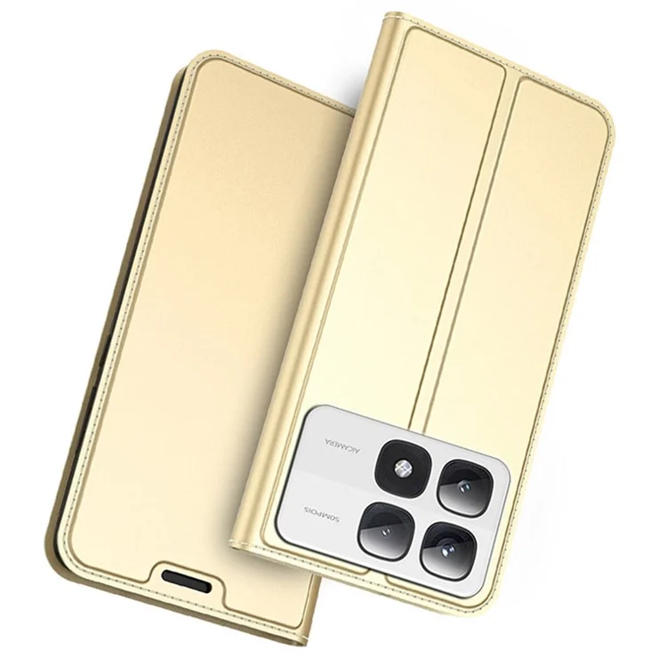 For Xiaomi 14T Pro Case PU Leather Phone Cover with Card Holder Stand Magnetic Closure - Gold