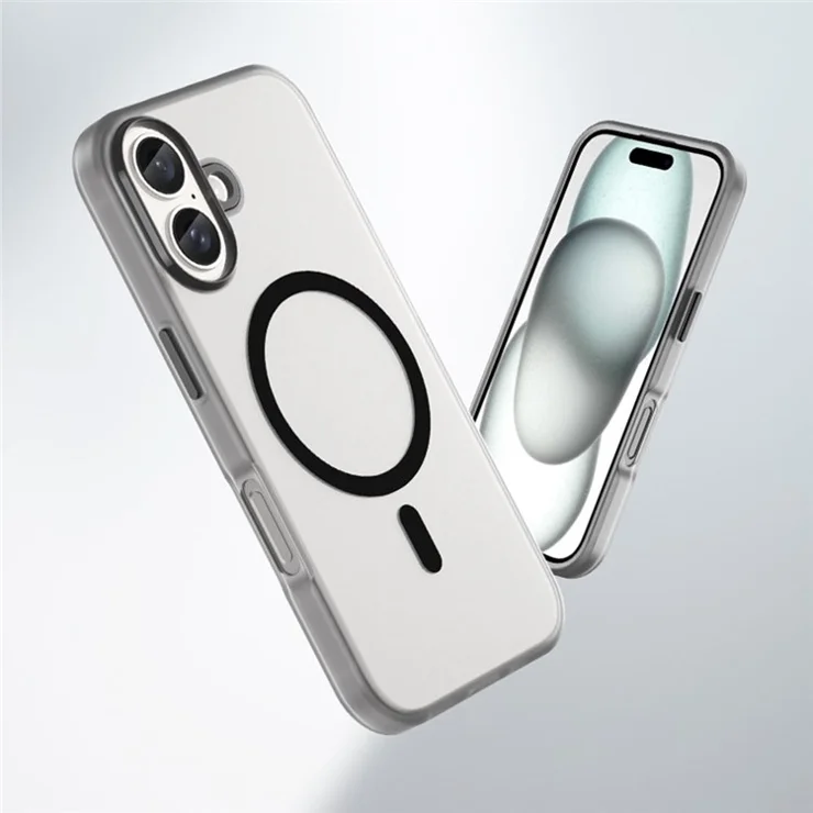 For iPhone 16 Case Compatible with MagSafe Skin-Touch PC+TPU Matte Phone Cover - Black
