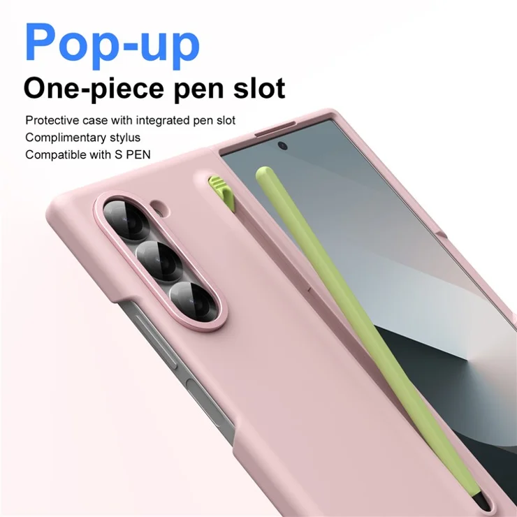 For Samsung Galaxy Z Fold6 5G Case Hard PC Phone Cover with Stylus - Pink