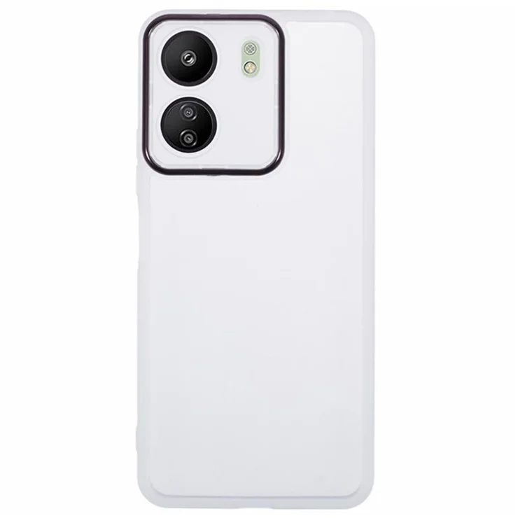 WANLONFENG DKSM Series for Xiaomi Poco C65 4G / Redmi 13C 4G TPU Case Electroplated Frame with Tempered Glass - Transparent White
