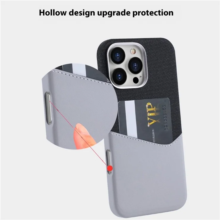 For iPhone 16 Pro Case Compatible with MagSafe Leather+PC Color Splicing Phone Cover with Card Slot - Grey