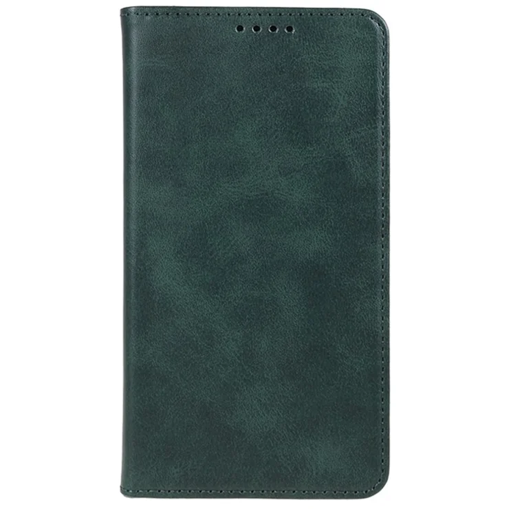 For Realme GT 6 5G Case Strong Magnetic PU Leather Phone Cover Calf Texture - Green
