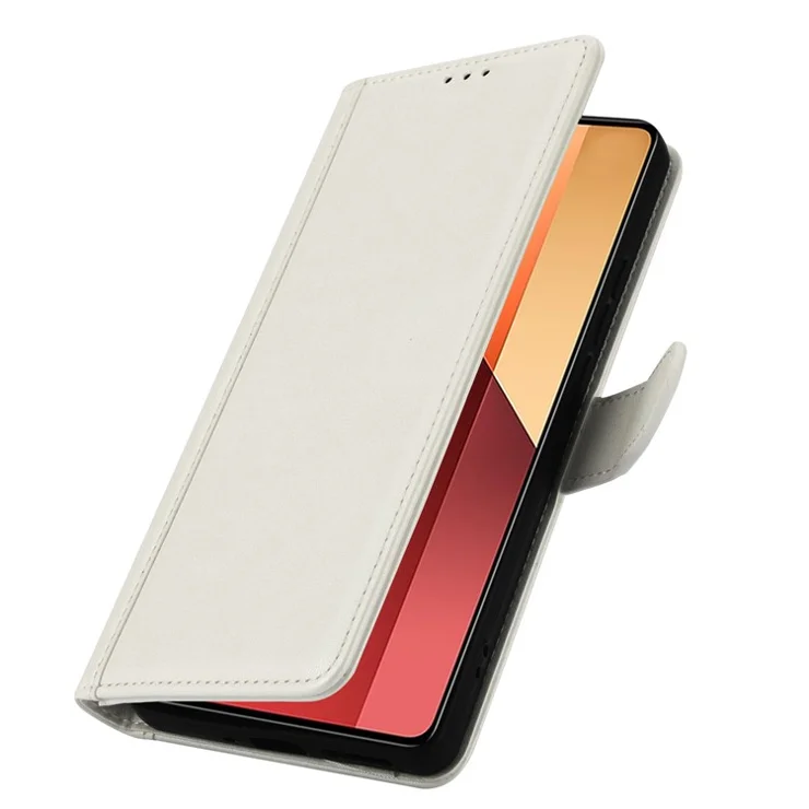 SY-003 For Xiaomi Poco X6 5G / Redmi Note 13 Pro 5G Case PU Leather Stand View Phone Wallet Cover with Hand Strap - White