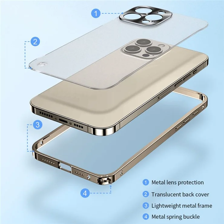 For iPhone 16 Pro Max Metal Clear Case Safety Lock Matte Anti-Fingerprint Back Cover - Purple