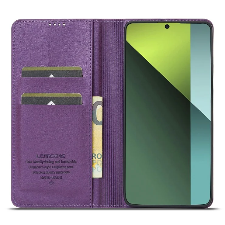 LC.IMEEKE L1 Series for Xiaomi Poco M6 Pro 4G / Redmi Note 13 Pro 4G Case PU Leather Wallet Stand Phone Cover - Purple