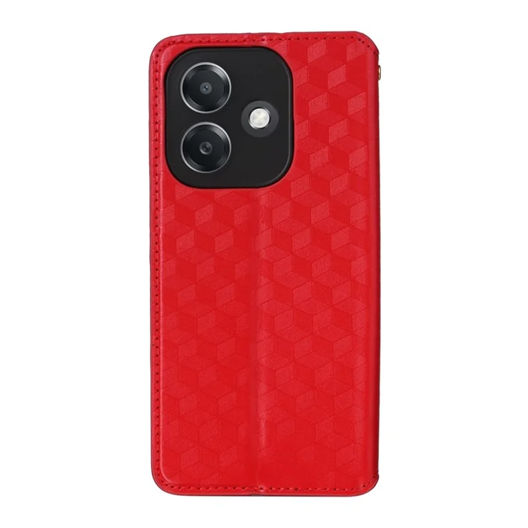 For Oppo A3 4G / A3 5G / A3x 4G / A3x 5G / A40M 4G / A40 4G / A3i 5G / A60 5G Wallet Case Rhombus Imprinted Leather Phone Cover - Red
