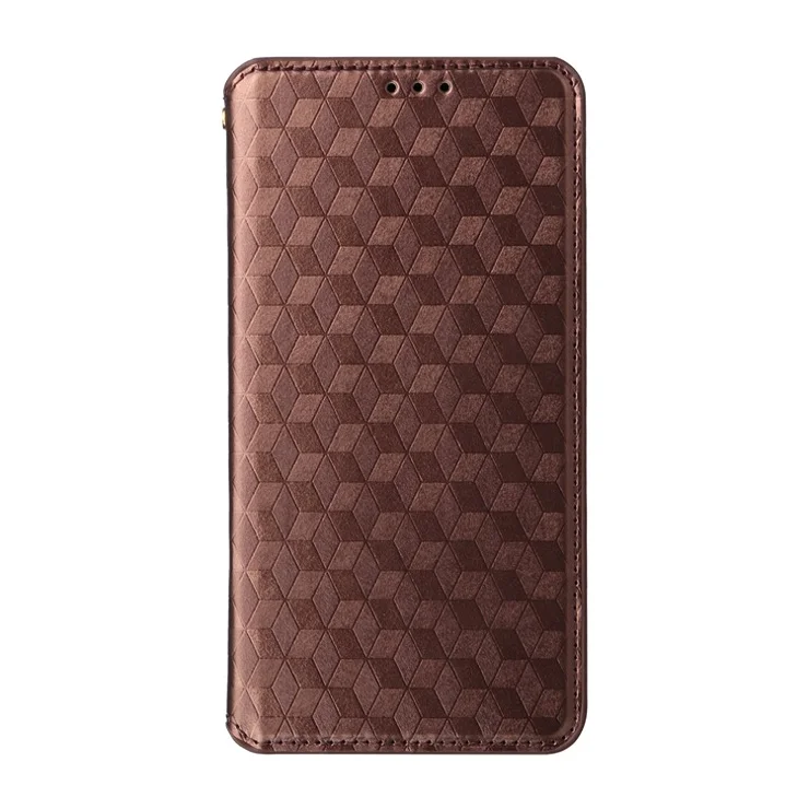 For Oppo A3 4G / A3 5G / A3x 4G / A3x 5G / A40M 4G / A40 4G / A3i 5G / A60 5G Wallet Case Rhombus Imprinted Leather Phone Cover - Brown