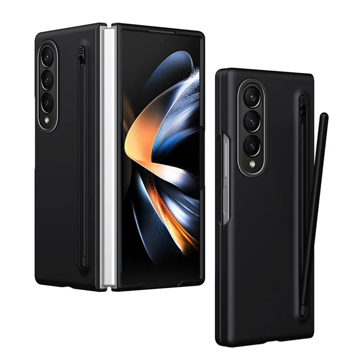 For Samsung Galaxy Z Fold4 5G Case Hard PC Phone Cover with Stylus - Black