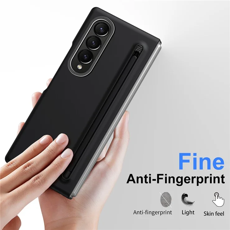 For Samsung Galaxy Z Fold4 5G Case Hard PC Phone Cover with Stylus - Black