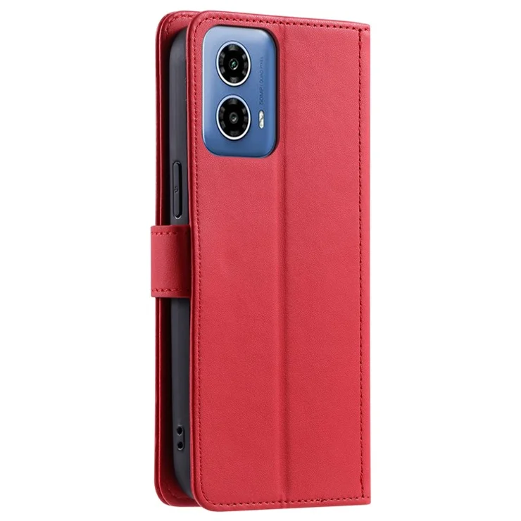 For Motorola Edge 50 Fusion 5G Wallet Case Rhombus Grid PU Leather Phone Cover - Red
