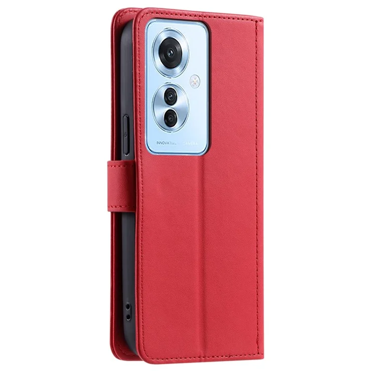 For Oppo F25 Pro 5G / Reno11 F 5G Wallet Case Rhombus Grid PU Leather Phone Cover - Red