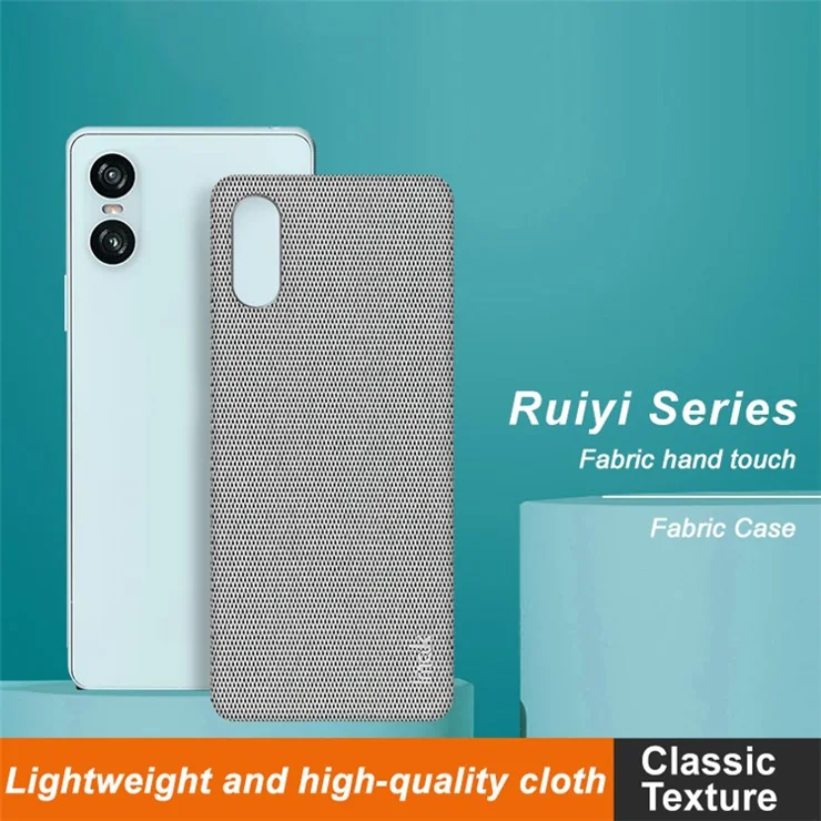 IMAK Ruiyi Series for Sony Xperia 10 VI Case Fabric Texture Leather+PC Phone Back Cover - Light Grey