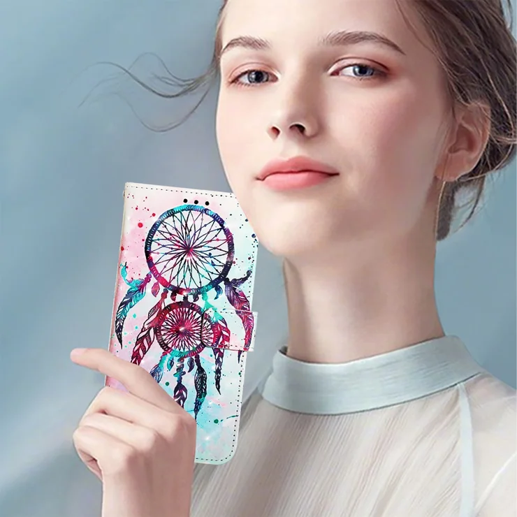 For OnePlus Nord CE4 Lite 5G Leather Case Pattern Printing Wallet Stand Mobile Cover with Strap - Colorful Wind Chime