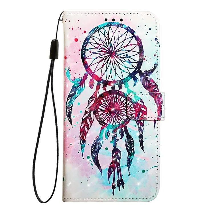 For Google Pixel 9 Pro XL Leather Case Pattern Printing Wallet Stand Mobile Cover with Strap - Colorful Wind Chime