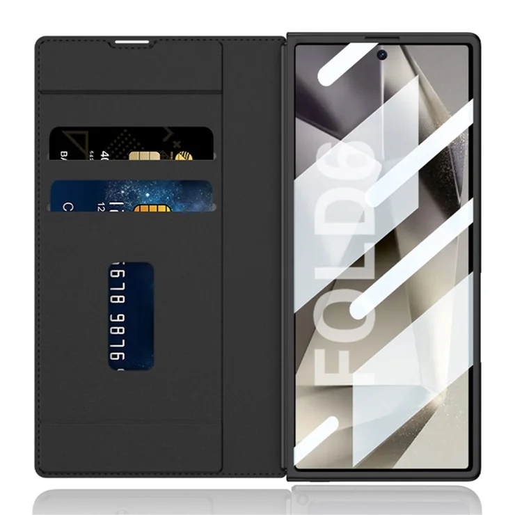 GKK For Samsung Galaxy Z Fold6 5G Kickstand Case Magnetic Closure PC+PU Phone Cover with Pencil Slot (No Screen Film) - Litchi Texture
