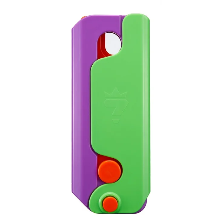 For iPhone 14 Pro Max Case Giant Carrot Knife ABS Phone Cover Stress Relieving Toy - Green+Purple