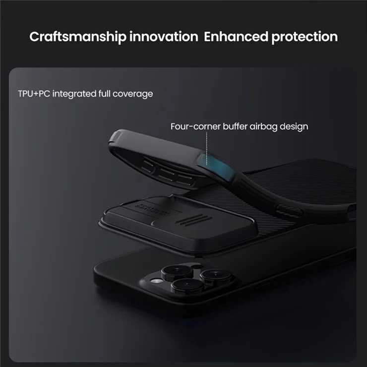 NILLKIN CamShield Pro for iPhone 16 Pro Max Case Compatible with MagSafe TPU+PC Phone Cover with Slider Camera - Blue