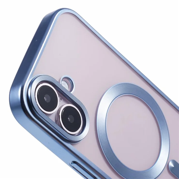 For iPhone 16 Plus Case Matte Electroplating Phone Cover Compatible with MagSafe - Baby Blue