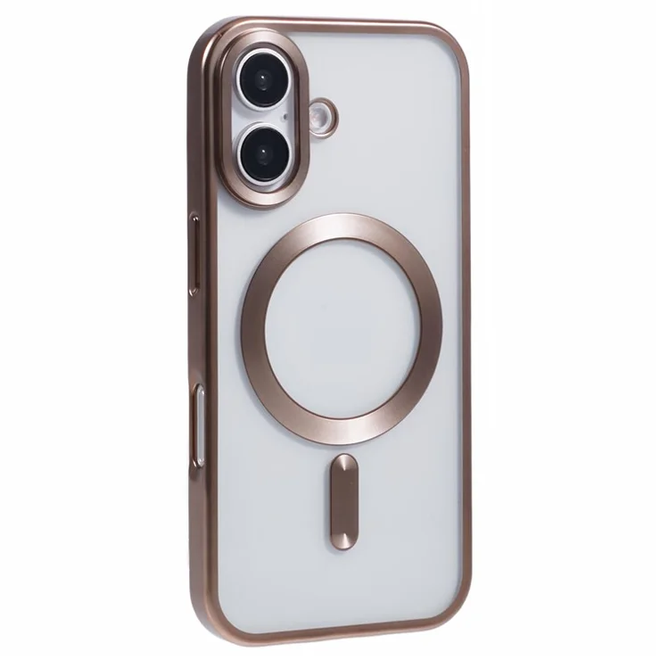 For iPhone 16 Plus Case Matte Electroplating Phone Cover Compatible with MagSafe - Desert Gold