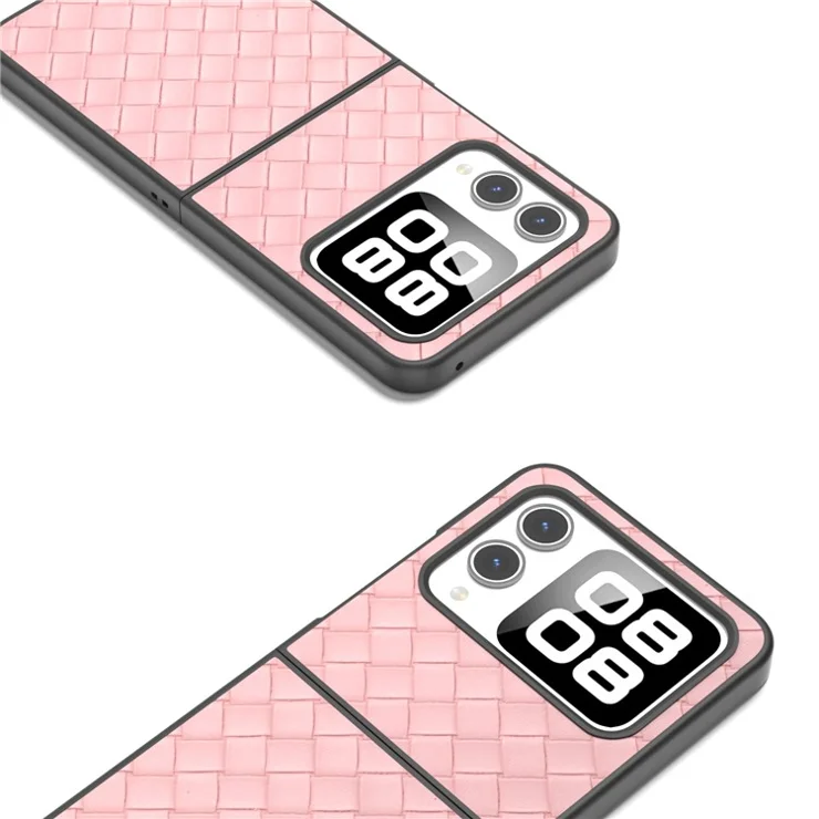 For Huawei nova Flip 5G Case Woven Texture PU Leather Coated PC Mobile Phone Cover - Pink